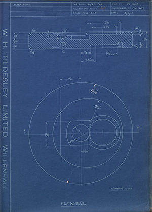 O.K Supreme Motors CX-267 Flywheel WH Tildesley Forging Technical Drawing