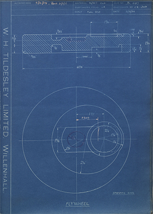 O.K Supreme Motors CX-309 Flywheel WH Tildesley Forging Technical Drawing