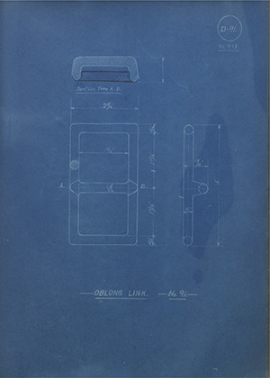 Oblong Link - No91 WH Tildesley Forging Technical Drawing