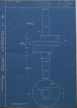 Outboards LTD 200/20 Crankshaft WH Tildesley Forging Technical Drawing