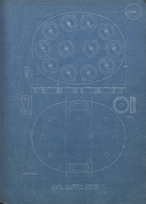 Oval Curry Comb WH Tildesley Forging Technical Drawing