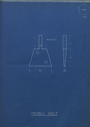 Parker Winder & Achurch Ltd Paddle Bolt WH Tildesley Forging Technical Drawing