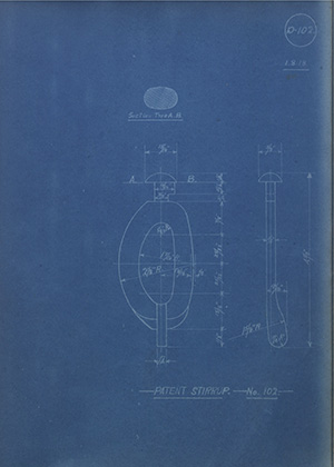 Patent Stirrup - No102 WH Tildesley Forging Technical Drawing