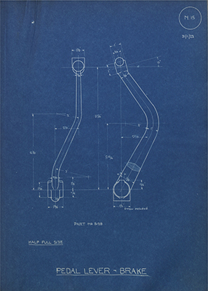 Phoenix Motors 5128 Pedal Lever - Brake WH Tildesley Forging Technical Drawing