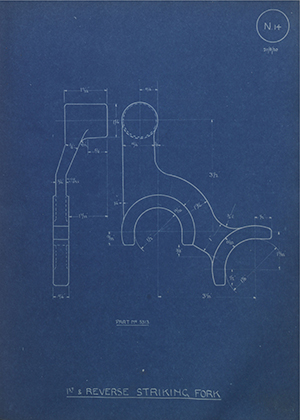 Phoenix Motors 5313 1st & Reverse Striking Fork WH Tildesley Forging Technical Drawing