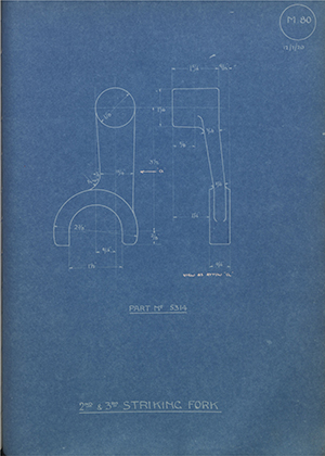 Phoenix Motors 5314 2nd & 3rd Striking Fork WH Tildesley Forging Technical Drawing