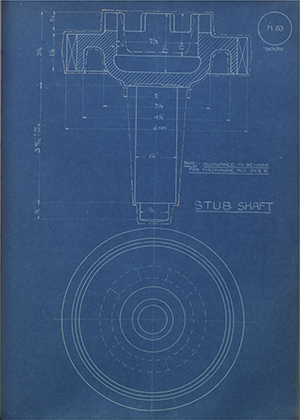 Phoenix Motors  Stub Shaft WH Tildesley Forging Technical Drawing