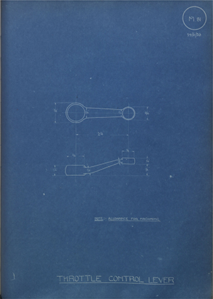 Phoenix Motors  Throttle Control Lever WH Tildesley Forging Technical Drawing