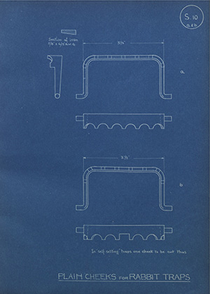 Plain Cheeks for Rabbit Traps WH Tildesley Forging Technical Drawing