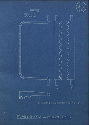 Plain Cheeks for Vermin Traps WH Tildesley Forging Technical Drawing