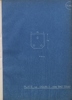 Plate for Double Jaw Rabbit Trap WH Tildesley Forging Technical Drawing