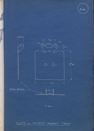 Plate for Patent Rabbit Trap WH Tildesley Forging Technical Drawing