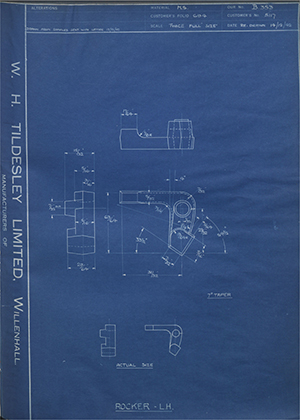 Platt Brothers & Company LTD 5117 Rocker - LH WH Tildesley Forging Technical Drawing