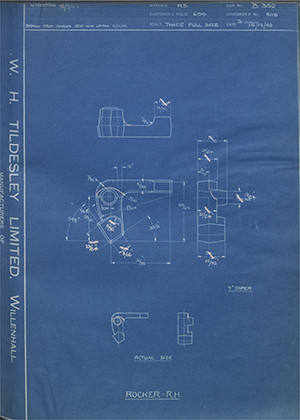 Platt Brothers & Company LTD 5118 Rocker - RH WH Tildesley Forging Technical Drawing