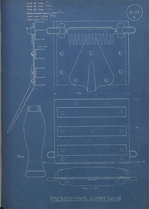 Pressed Mane Curry Comb WH Tildesley Forging Technical Drawing