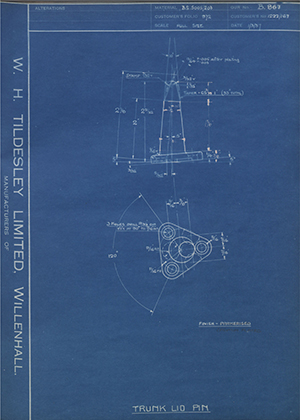 Pressed Steel Co LTD 1222/167 Trunk Lid Pin WH Tildesley Forging Technical Drawing