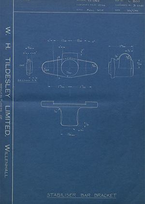 Riley (Coventry) LTD D5481 Stabiliser Bar Bracket WH Tildesley Forging Technical Drawing