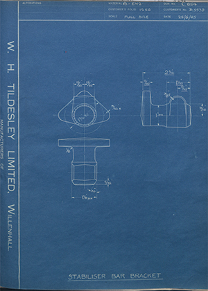 Riley (Coventry) LTD D5570 Stabiliser Bar Bracket WH Tildesley Forging Technical Drawing