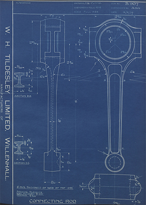 Riley (Coventry) LTD S501 Connecting Rod WH Tildesley Forging Technical Drawing