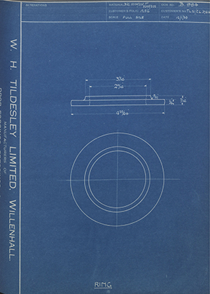 Riley (Coventry) LTD TL21/CL3764 Ring WH Tildesley Forging Technical Drawing