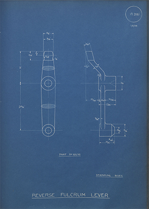 Riley Engine Co 6G32 Reverse Fulcrum Lever WH Tildesley Forging Technical Drawing