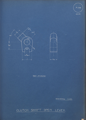 Riley Engine Co 96128 Clutch Shaft Operating Lever WH Tildesley Forging Technical Drawing