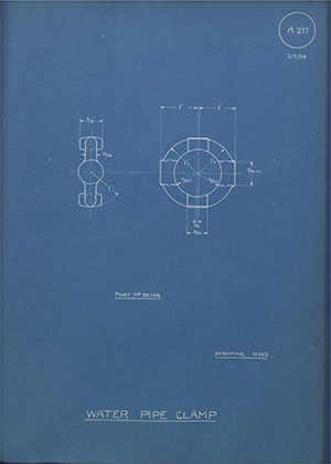 Riley Engine Co 9E146 Water Pipe Clamp WH Tildesley Forging Technical Drawing