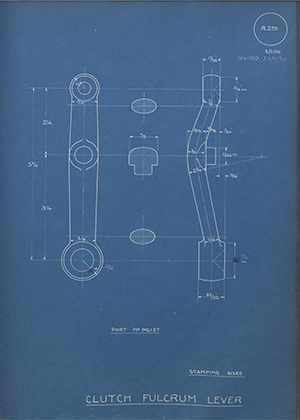 Riley Engine Co 9G127 Clutch Fulcrum Lever WH Tildesley Forging Technical Drawing