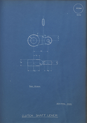 Riley Engine Co 9G131 Clutch Shaft Lever WH Tildesley Forging Technical Drawing