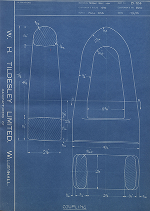 Robert Hudson LTD 8919 Coupling WH Tildesley Forging Technical Drawing