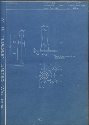 Rolls Razor LTD OS1292 Peg WH Tildesley Forging Technical Drawing