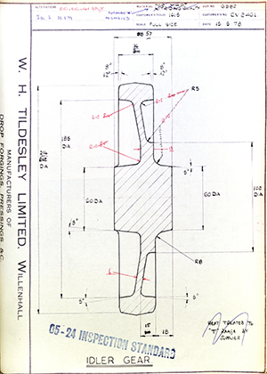 Rolls Royce LTD CV2461 Idler Gear WH Tildesley Forging Technical Drawing