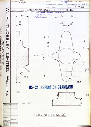 Rolls Royce LTD CV7652 Driving Flange WH Tildesley Forging Technical Drawing