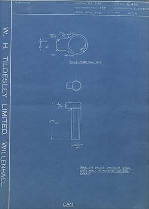 Rolls Royce LTD D14982F Cam WH Tildesley Forging Technical Drawing