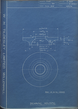 Rolls Royce LTD D16396F Bearing Housing WH Tildesley Forging Technical Drawing