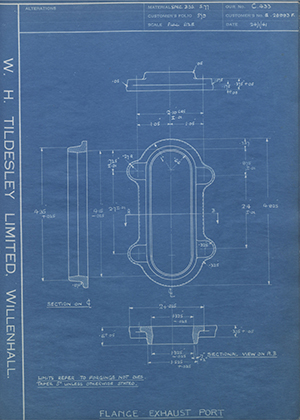 Rolls Royce LTD E28993F Flange - Exhaust Port WH Tildesley Forging Technical Drawing