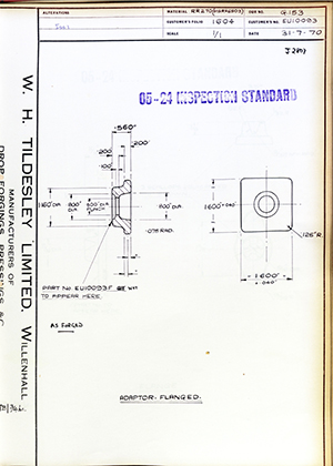 Rolls Royce LTD EU10093 Adaptor - Flanged WH Tildesley Forging Technical Drawing