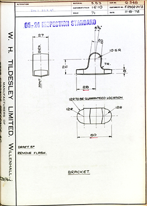 Rolls Royce LTD F2902.211/2 Bracket WH Tildesley Forging Technical Drawing