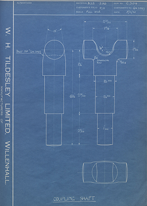 Rolls Royce LTD GN2887 Coupling Shaft WH Tildesley Forging Technical Drawing