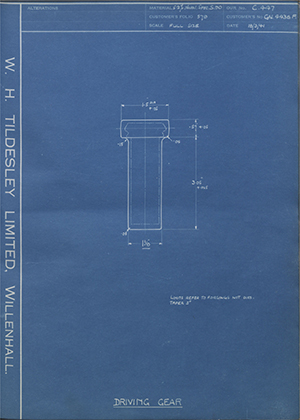 Rolls Royce LTD GN4436F Driving Gear WH Tildesley Forging Technical Drawing