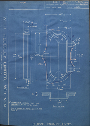 Rolls Royce LTD GN8452F / GN5286F Flange Exhaust Ports WH Tildesley Forging Technical Drawing