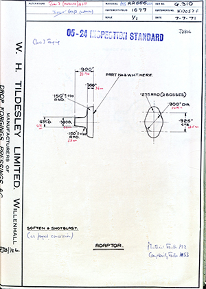 Rolls Royce LTD K17057F Adaptor WH Tildesley Forging Technical Drawing