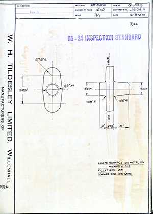 Rolls Royce LTD LN10813  WH Tildesley Forging Technical Drawing