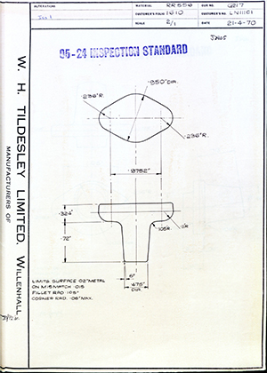 Rolls Royce LTD LN11161  WH Tildesley Forging Technical Drawing