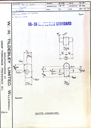 Rolls Royce LTD OD4134 Centre Connection WH Tildesley Forging Technical Drawing