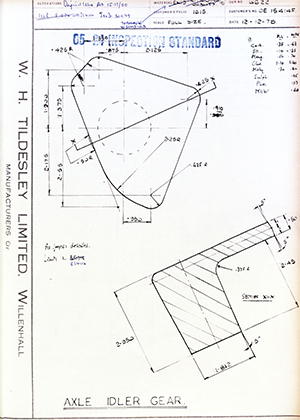 Rolls Royce LTD OE15414F Axle Idler Gear WH Tildesley Forging Technical Drawing