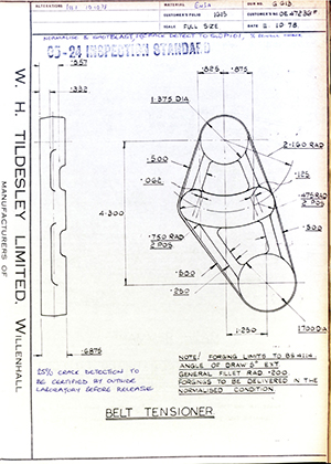 Rolls Royce LTD OE47236F Belt Tensioner WH Tildesley Forging Technical Drawing