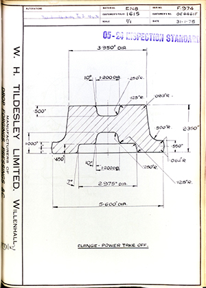 Rolls Royce LTD OE6461F Flange - Power Take Off WH Tildesley Forging Technical Drawing