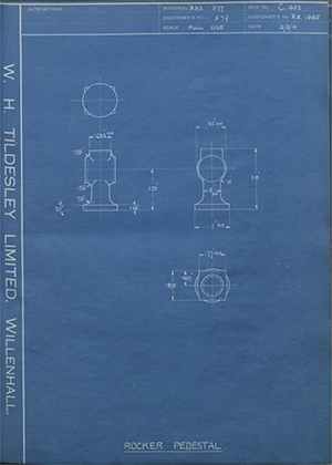 Rolls Royce LTD RE1885 Rocker Pedestal WH Tildesley Forging Technical Drawing