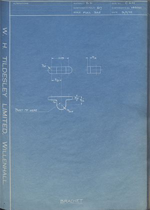 Rootes Securities LTD 143201 Bracket WH Tildesley Forging Technical Drawing